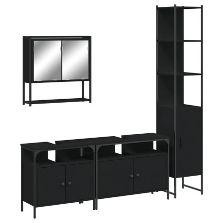 vidaXL Juego de muebles de baño 4 pzas madera contrachapada negro