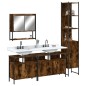vidaXL Set de muebles baño 4 pzas madera contrachapada roble ahumado vidaXL Set de muebles baño 4 pzas madera contrachapada roble ahumado
