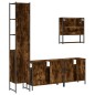 vidaXL Set de muebles baño 4 pzas madera contrachapada roble ahumado vidaXL Set de muebles baño 4 pzas madera contrachapada roble ahumado