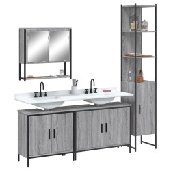 vidaXL Set de muebles de baño 4 pzas madera contrachapada gris sonoma