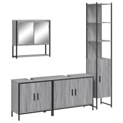 vidaXL Set de muebles de baño 4 pzas madera contrachapada gris sonoma