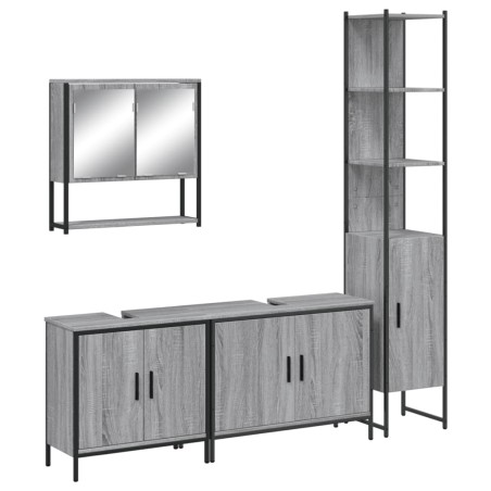 vidaXL Set de muebles de baño 4 pzas madera contrachapada gris sonoma