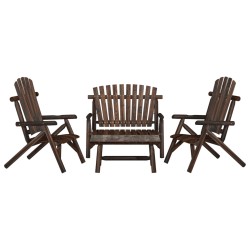 vidaXL Juego de muebles de jardín 4 piezas madera maciza de abeto
