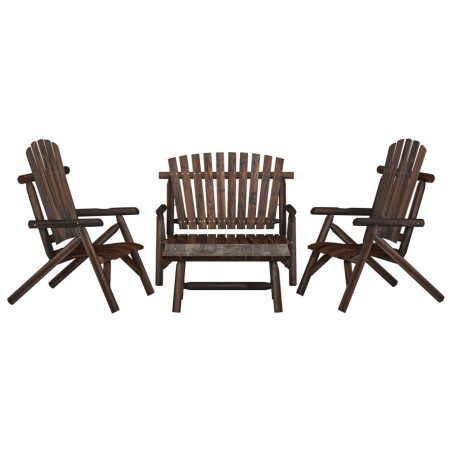 vidaXL Juego de muebles de jardín 4 piezas madera maciza de abeto