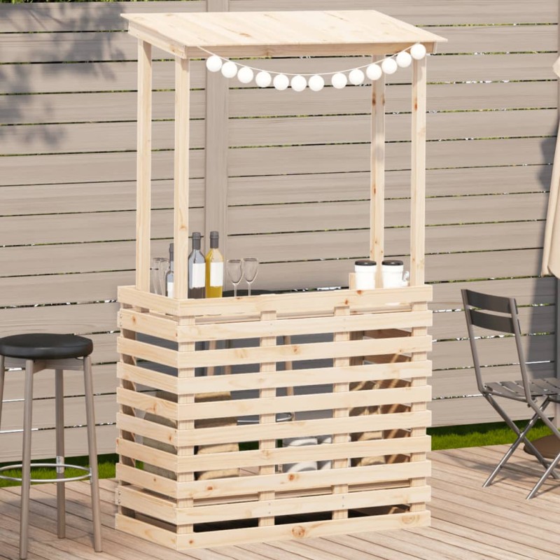 vidaXL Mesa de bar de jardín con techo madera maciza 112,5x57x195,5 cm vidaXL Mesa de bar de jardín con techo madera maciza 112,5x57x195,5 cm