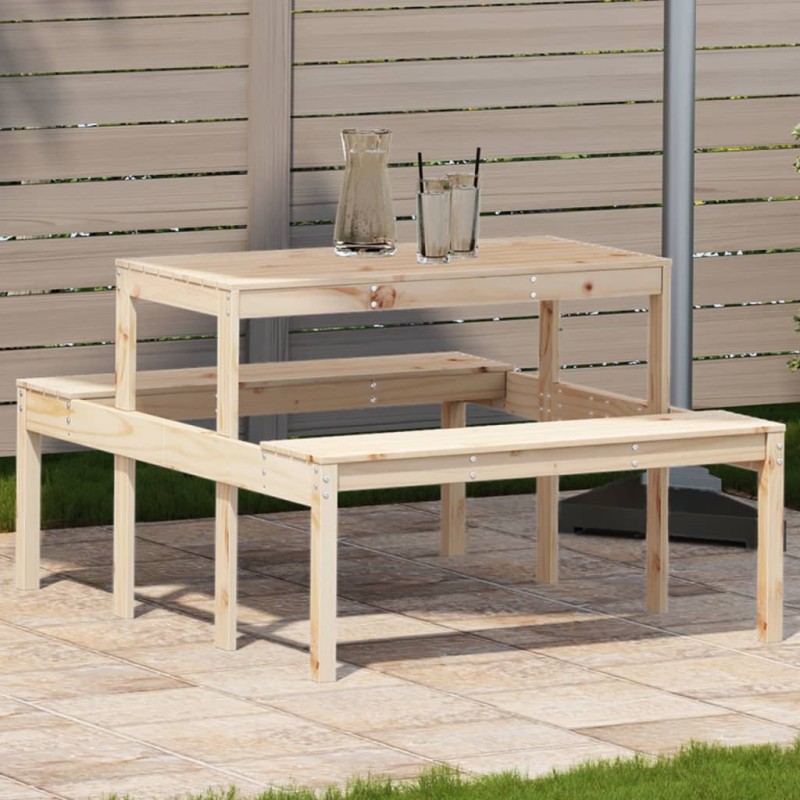vidaXL Mesa de picnic madera maciza de pino 110x134x75 cm vidaXL Mesa de picnic madera maciza de pino 110x134x75 cm