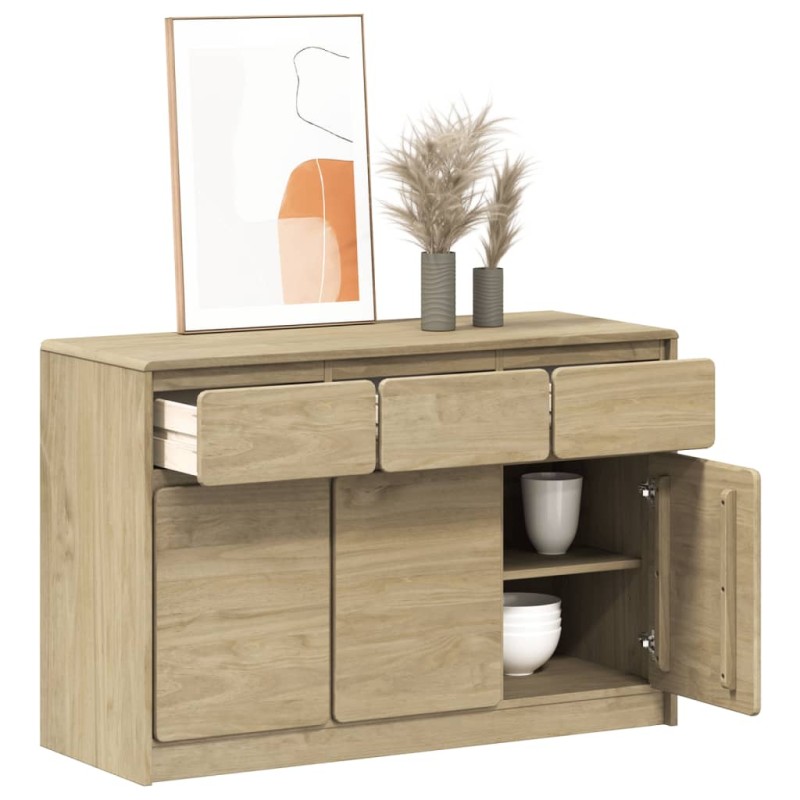 vidaXL Aparador SAUDA madera maciza pino color roble 114x43x75,5 cm vidaXL Aparador SAUDA madera maciza pino color roble 114x43x75,5 cm