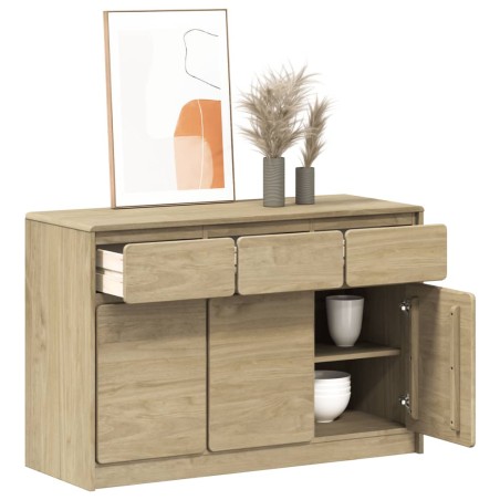 vidaXL Aparador SAUDA madera maciza pino color roble 114x43x75,5 cm
