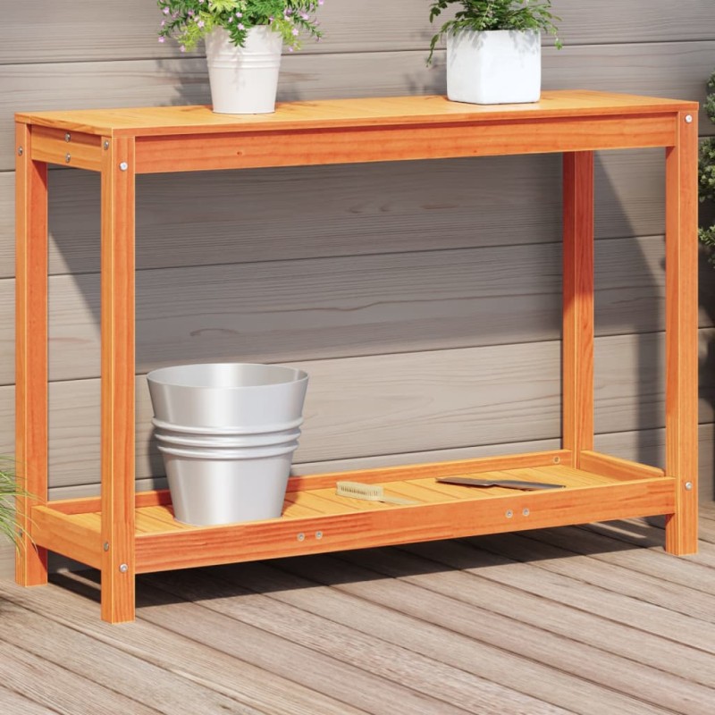 vidaXL Mesa de plantación y estante madera maciza marrón 108x35x75 cm vidaXL Mesa de plantación y estante madera maciza marrón 108x35x75 cm
