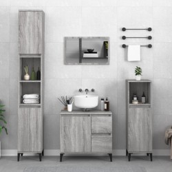vidaXL Set de muebles de baño 3 pzas madera contrachapada gris sonoma