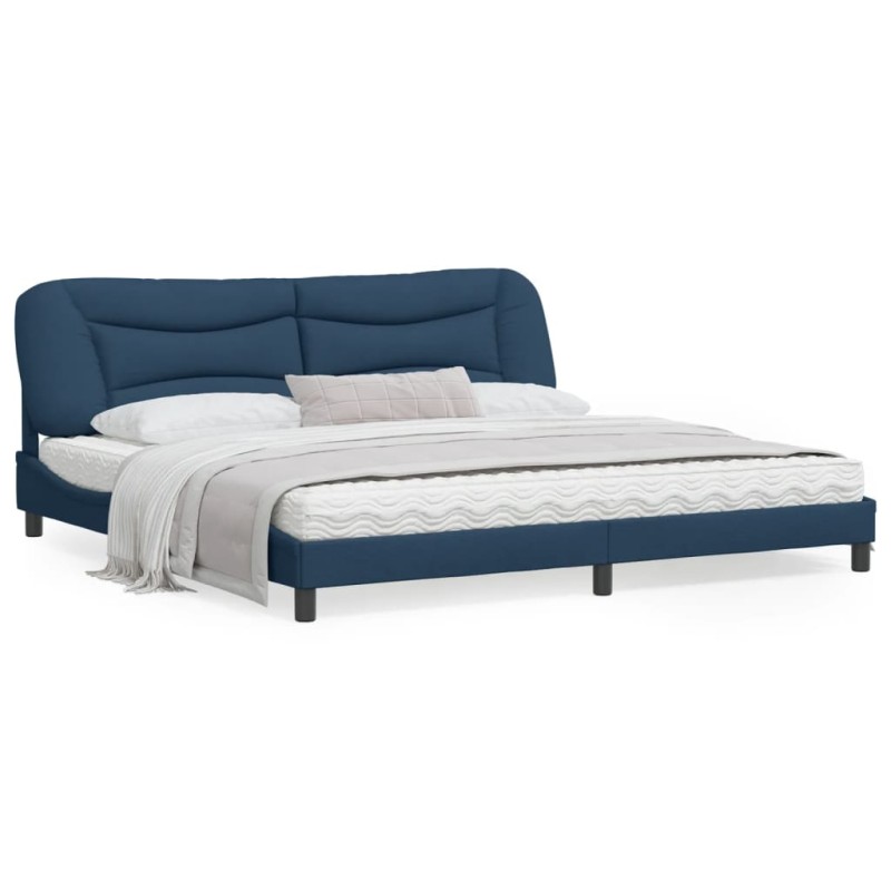 vidaXL Estructura de cama con luces LED tela azul 200x200 cm vidaXL Estructura de cama con luces LED tela azul 200x200 cm