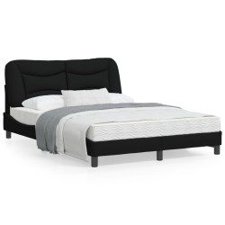 vidaXL Estructura de cama con luces LED tela negro 140x200 cm