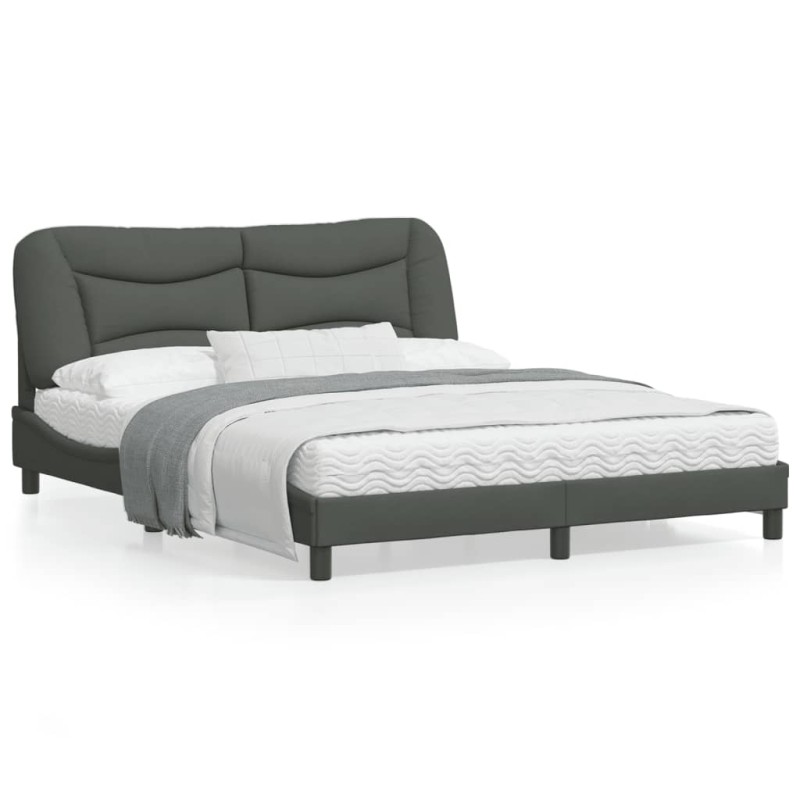 vidaXL Estructura de cama con luces LED tela gris oscuro 160x200 cm vidaXL Estructura de cama con luces LED tela gris oscuro 160x200 cm