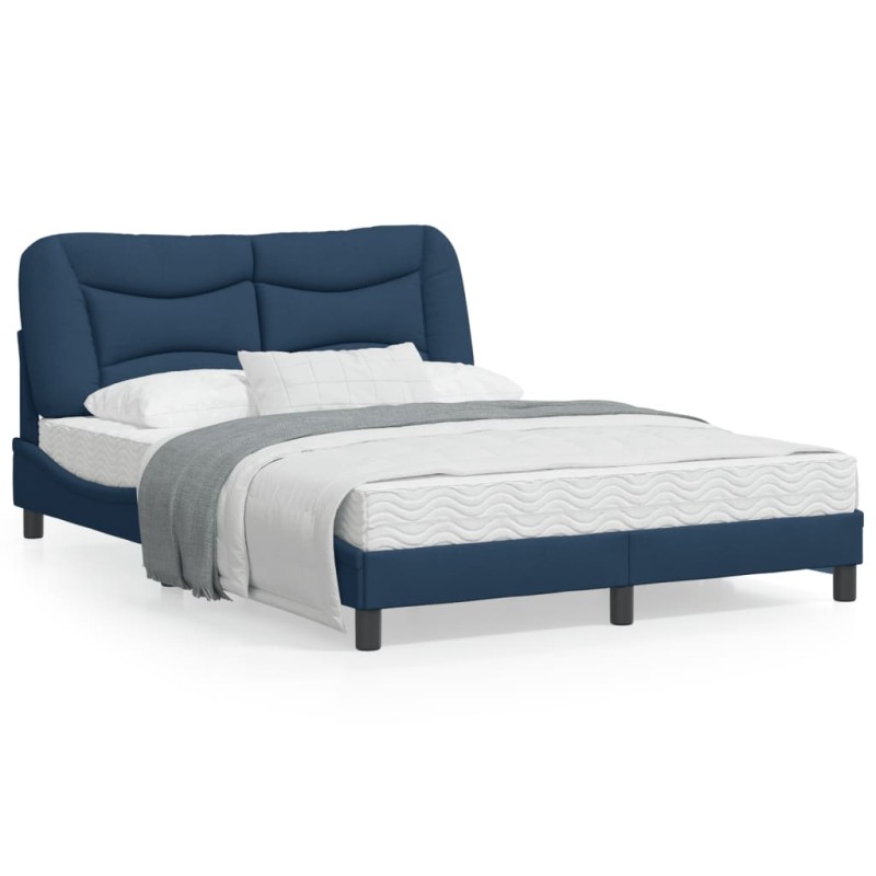 vidaXL Estructura de cama con luces LED tela azul 140x200 cm vidaXL Estructura de cama con luces LED tela azul 140x200 cm