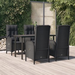 vidaXL Set de muebles jardín 5 pzas con cojines ratán sintético negro