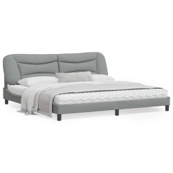 vidaXL Estructura de cama con luces LED tela gris claro 200x200 cm