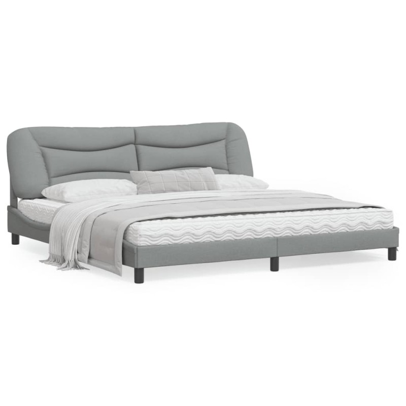 vidaXL Estructura de cama con luces LED tela gris claro 200x200 cm vidaXL Estructura de cama con luces LED tela gris claro 200x200 cm