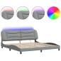 vidaXL Estructura de cama con luces LED tela gris claro 200x200 cm vidaXL Estructura de cama con luces LED tela gris claro 200x200 cm