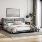 vidaXL Estructura de cama con luces LED tela gris claro 200x200 cm vidaXL Estructura de cama con luces LED tela gris claro 200x200 cm