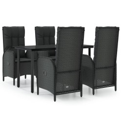 vidaXL Set de muebles jardín 5 pzas con cojines ratán sintético negro