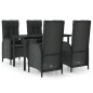 vidaXL Set de muebles jardín 5 pzas con cojines ratán sintético negro vidaXL Set de muebles jardín 5 pzas con cojines ratán sintético negro