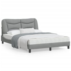 vidaXL Estructura de cama con luces LED tela gris claro 140x200 cm
