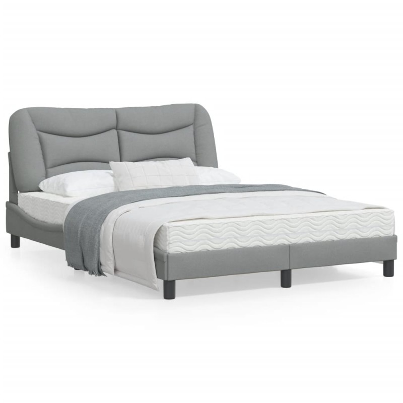 vidaXL Estructura de cama con luces LED tela gris claro 140x200 cm vidaXL Estructura de cama con luces LED tela gris claro 140x200 cm