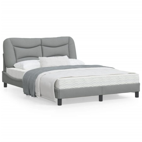 vidaXL Estructura de cama con luces LED tela gris claro 140x200 cm