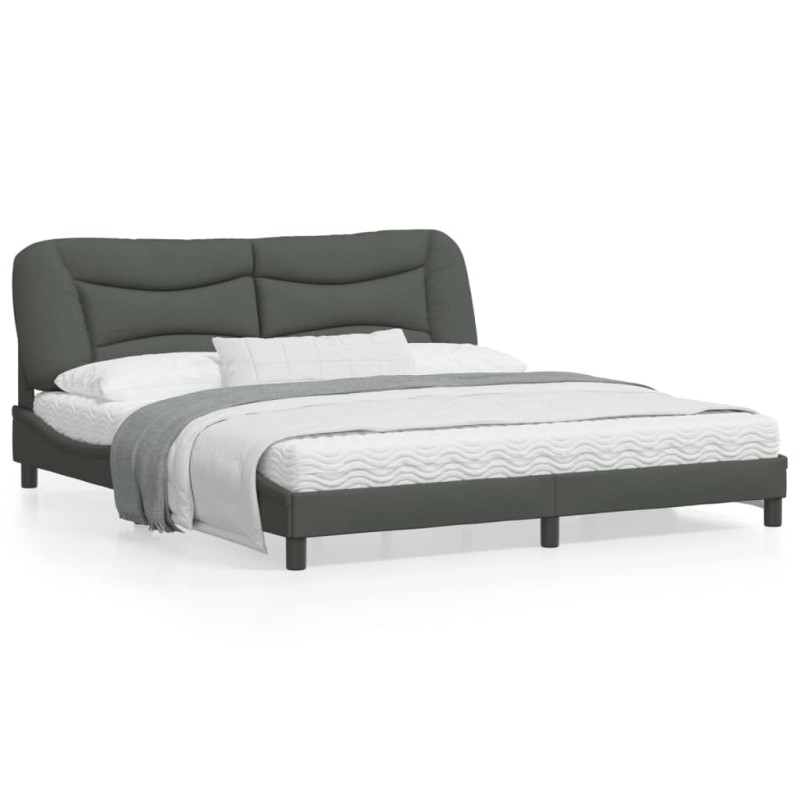 vidaXL Estructura de cama con luces LED tela gris oscuro 180x200 cm vidaXL Estructura de cama con luces LED tela gris oscuro 180x200 cm