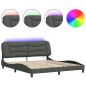 vidaXL Estructura de cama con luces LED tela gris oscuro 180x200 cm vidaXL Estructura de cama con luces LED tela gris oscuro 180x200 cm