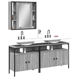 vidaXL Set de muebles de baño 3 pzas madera contrachapada gris sonoma