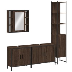 vidaXL Set de muebles de baño 4 pzas madera contrachapada marrón roble