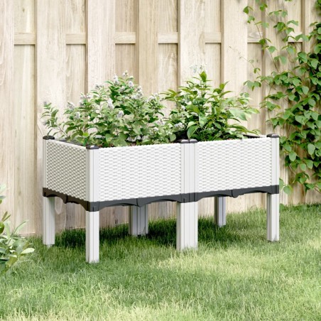 vidaXL Jardinera con patas PP blanco 80x40x42 cm