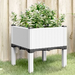vidaXL Jardinera con patas PP blanco 40x40x42 cm