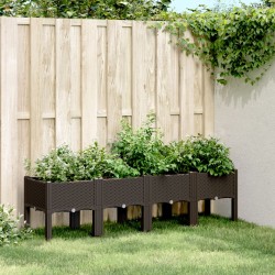 vidaXL Jardinera con patas PP marrón 160x40x42 cm