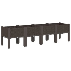 vidaXL Jardinera con patas PP marrón 160x40x42 cm
