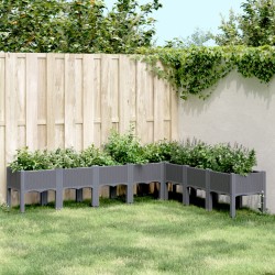 vidaXL Jardinera con patas PP gris 200x160x42 cm