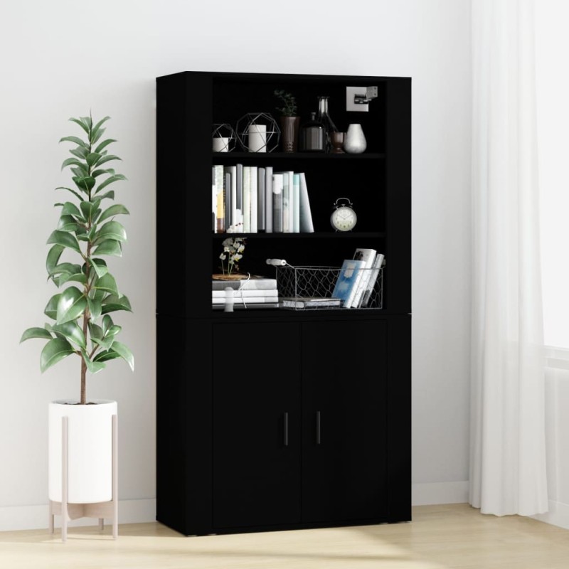 vidaXL Aparador alto madera contrachapada negro vidaXL Aparador alto madera contrachapada negro