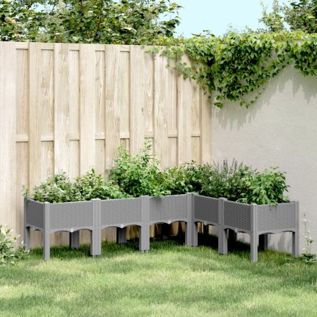 vidaXL Jardinera con patas PP gris claro 160x120x42 cm
