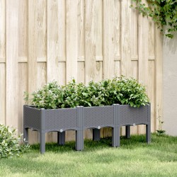 vidaXL Jardinera con patas PP gris 120x40x42 cm