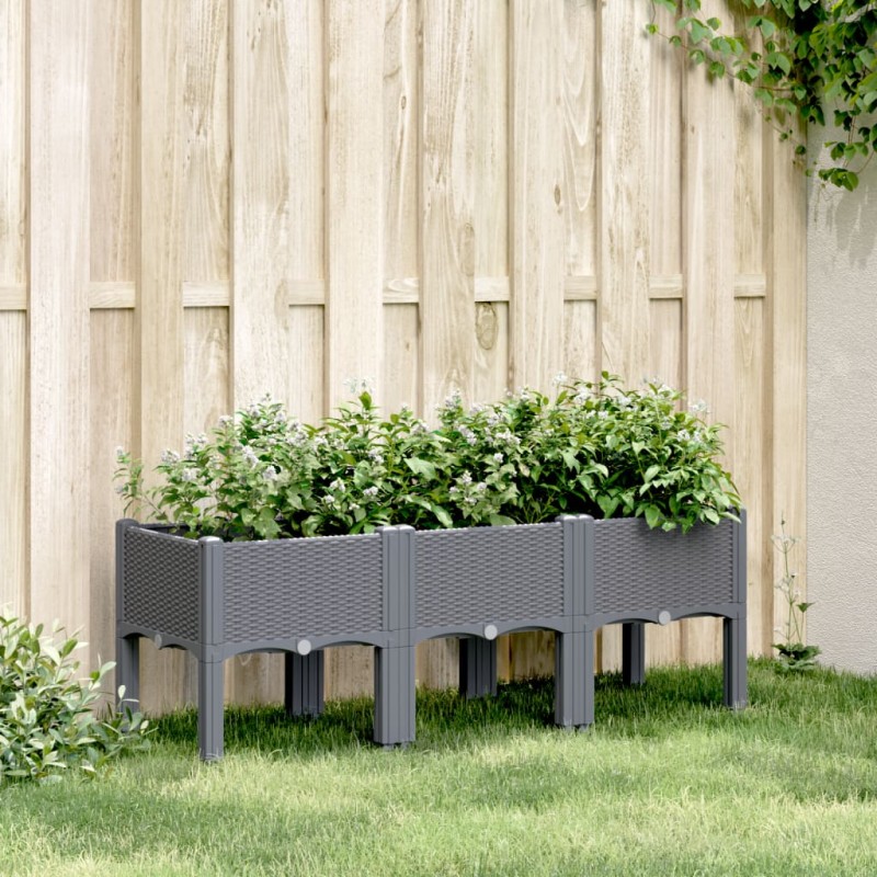 vidaXL Jardinera con patas PP gris 120x40x42 cm vidaXL Jardinera con patas PP gris 120x40x42 cm