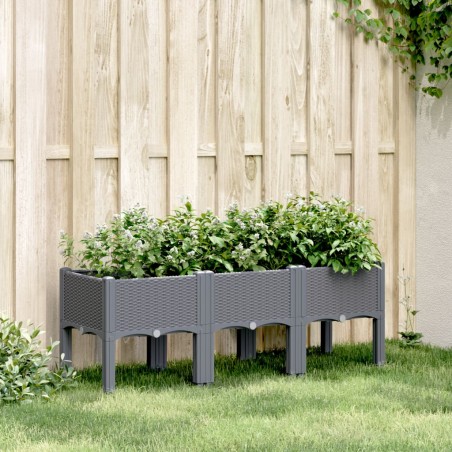 vidaXL Jardinera con patas PP gris 120x40x42 cm