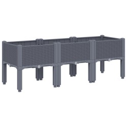 vidaXL Jardinera con patas PP gris 120x40x42 cm