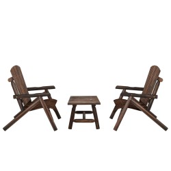 vidaXL Juego de muebles de jardín 3 piezas madera maciza de abeto
