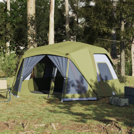 vidaXL Tienda de campaña 10 personas tela opaca impermeable verde