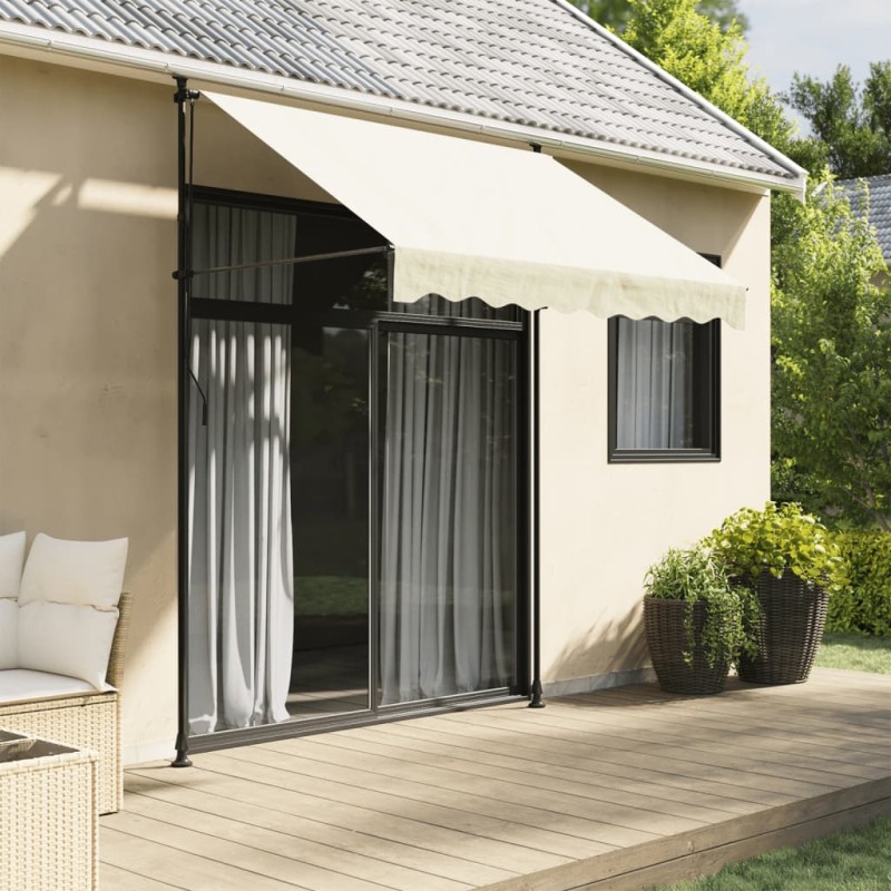 vidaXL Toldo retráctil tela y acero crema 200x150 cm vidaXL Toldo retráctil tela y acero crema 200x150 cm