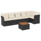 vidaXL Set de comedor de jardín 7 pzas y cojines ratán sintético negro vidaXL Set de comedor de jardín 7 pzas y cojines ratán sintético negro