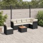 vidaXL Set de comedor de jardín 7 pzas y cojines ratán sintético negro vidaXL Set de comedor de jardín 7 pzas y cojines ratán sintético negro