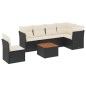 vidaXL Set de comedor de jardín 7 pzas y cojines ratán sintético negro vidaXL Set de comedor de jardín 7 pzas y cojines ratán sintético negro