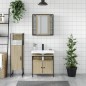 vidaXL Set de muebles de baño 3 pzas madera contrachapada roble sonoma